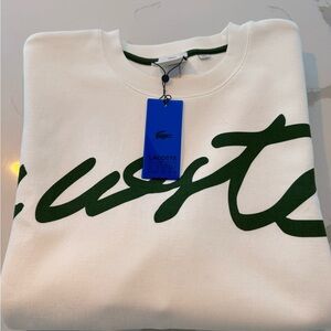Lacoste Crewneck Sweater in White and Green